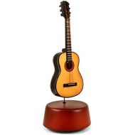 MusicBoxAttic Amazing 18 Note Miniature Acoustic Guitar With Rotating Musical Base - Over 400 Song Choices - God Bless America