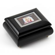 MusicBoxAttic 3X2 Wallet Size Black Lacquer Photo Frame Music Box with New Pop-Out Lens System - Parade of The Wooden Soldiers