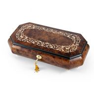 MusicBoxAttic Handcrafted Cut Many Songs to Choose Corner Music Box with Arabesque Wood Inlay Design Home on The Range
