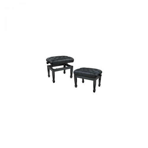  Musicians Gear},description:Black leather adjustable seat from 19-23 in height on a high gloss piano black finish base. Seat is 16 by 23.