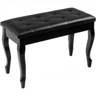 Musicians Gear},description:Wood-frame padded piano bench with black finish. This bench is a neutral black color that is a fit with most home pianos. It features a compartment for