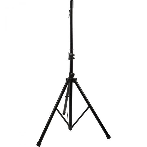  Musicians Gear},description:Steel stand, finished in black. Supports up to 100 pounds. Adjusts from 42 to 71 in. height. Tripod folds up for easy transport.