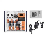 Muslady Audio Mixer V4-FX 4-Channel Portable Mixing Console Mixer Built-in 16 DSP Effects +48V Phantom Power Supports BT Connection with Power Adapter for Studio Recording Network