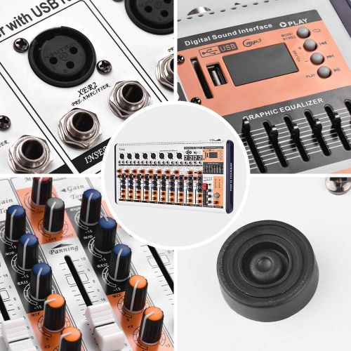  Muslady Portable Mixing Console Mixer V12-FX 12-Channel Built-in 16 DSP Effects +48V Phantom Power Supports BT Connection with Power Adapter for Studio Recording Network Live Broad