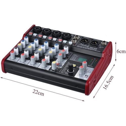  Muslady SM-68 Portable 6-Channel Sound Card Mixing Console Mixer Built-in 16 Effects with USB Audio Interface Supports 5V Power Bank for Recording DJ Network Live Broadcast Karaoke