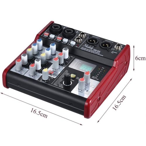  Muslady SM-66 Portable 4-Channel Sound Card Mixing Console Mixer Built-in 16 Effects with USB Audio Interface Supports 5V Power Bank for Recording DJ Network Live Broadcast Karaoke