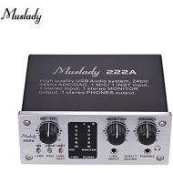 Muslady 222A 2-Channel USB Audio System Interface External Sound Card +48V phantom power DC 5V Power Supply for Computer Smartphone With USB Cable