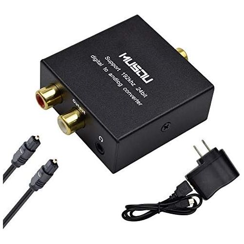  [아마존베스트]Musou 192kHz DAC Digital to Analog Converter Toslink Coaxial SPDIF Input to Analog RCA Stereo R/L Output Audio Adapter with 3.5mm Jack for PS3 Xbox HDDVD PS4 Home Cinema Systems