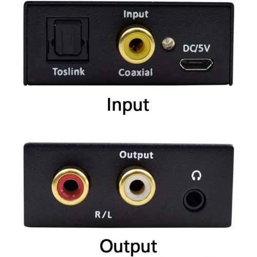  [아마존베스트]Musou 192kHz DAC Digital to Analog Converter Toslink Coaxial SPDIF Input to Analog RCA Stereo R/L Output Audio Adapter with 3.5mm Jack for PS3 Xbox HDDVD PS4 Home Cinema Systems