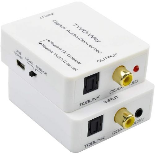  [아마존베스트]Musou Digital Optical to Coaxial Converter and Coax to Optical Toslink Converter Adapter,Bi-Directional Coax Optical Switch Digital Audio Converter