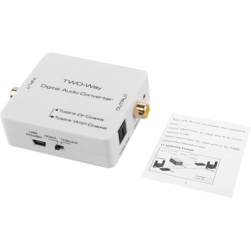  [아마존베스트]Musou Digital Optical to Coaxial Converter and Coax to Optical Toslink Converter Adapter,Bi-Directional Coax Optical Switch Digital Audio Converter