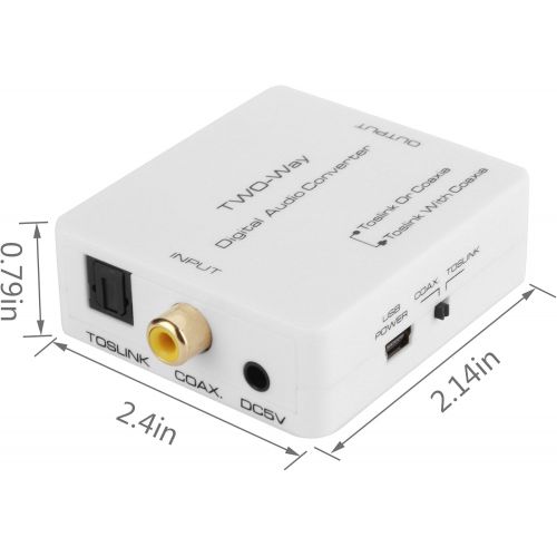  [아마존베스트]Musou Digital Optical to Coaxial Converter and Coax to Optical Toslink Converter Adapter,Bi-Directional Coax Optical Switch Digital Audio Converter