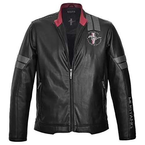  Mustang Jacket Black Leatherette Logo On Arm