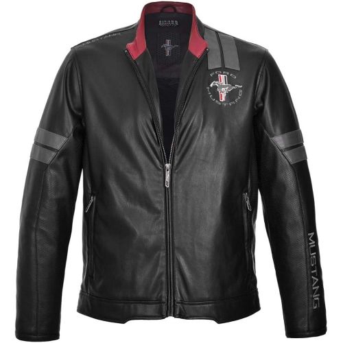  Mustang Jacket Black Leatherette Logo On Arm