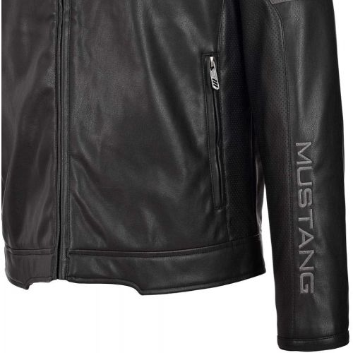  Mustang Jacket Black Leatherette Logo On Arm