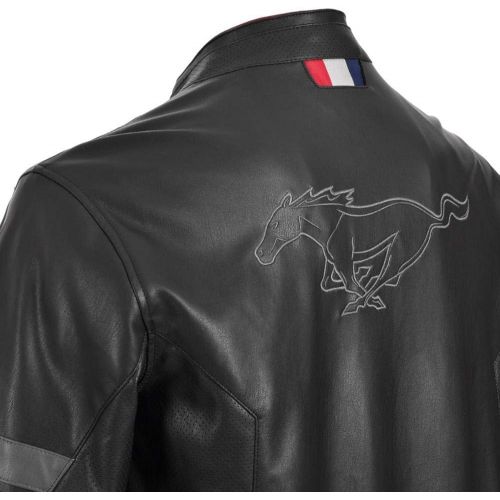  Mustang Jacket Black Leatherette Logo On Arm