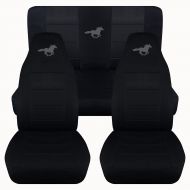 Designcovers Fits 1994 to 2004 Ford Mustang Solid Black Seat Covers with Your Choice of Color Horse Fits 1994 to 2004 (Convertible, Charcoal)