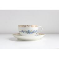 /MustardDandelion Vintage Teacup Set, Blue Floral Teacup, Blue & White Teacup, Floral Teacup Set, Teacup and Saucer, Teacup Set, Blue and Gold Teacup Set