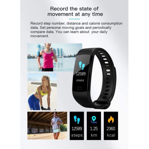  Mustbe Strong Bluetooth Sports Bracelet, Smart Color Screen Blood Pressure Blood Oxygen Heart Rate Monitoring IP67 Waterproof Bracelet with Step Counter Calorie Counte
