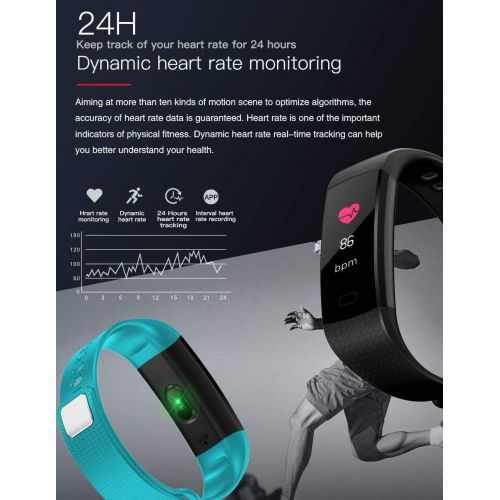  Mustbe Strong Bluetooth Sports Bracelet, Smart Color Screen Blood Pressure Blood Oxygen Heart Rate Monitoring IP67 Waterproof Bracelet with Step Counter Calorie Counte