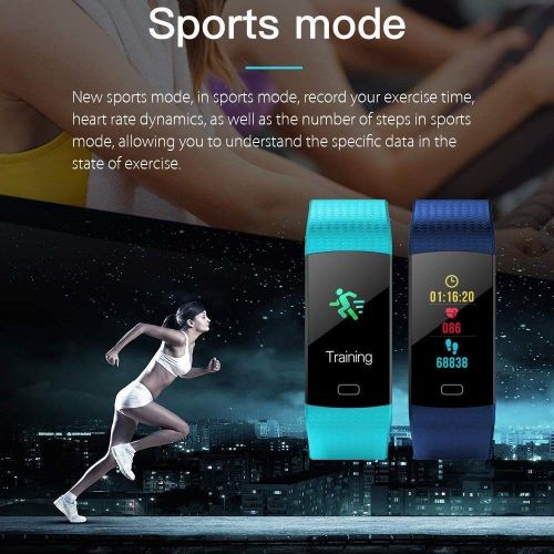  Mustbe Strong Bluetooth Sports Bracelet, Smart Color Screen Blood Pressure Blood Oxygen Heart Rate Monitoring IP67 Waterproof Bracelet with Step Counter Calorie Counte