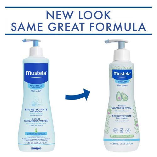 무스텔라 Mustela No Rinse Cleansing Water, Micellar Water Cleanser for Babys Face, Body and Diaper, with Natural Avocado Perseose and Aloe Vera, Various Sizes