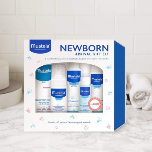 무스텔라 Mustela Newborn Arrival Gift Set, Baby Bath Time and Skin Care Essentials, 5 Items