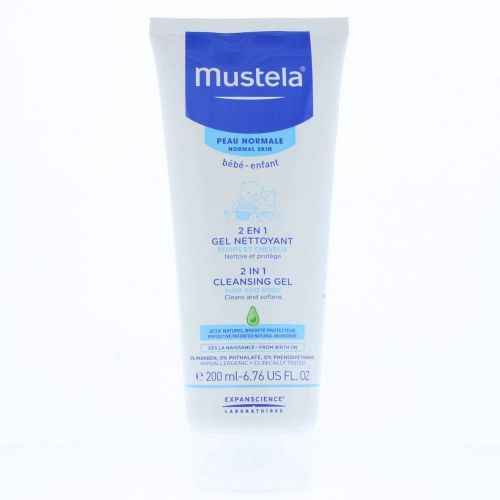 무스텔라 Mustela 2 in 1 Cleansing Gel, Baby Body & Hair Cleanser for Normal Skin, Tear-Free, with Natural Avocado Perseose, Available in 1-Pack or 2-Pack