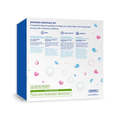 무스텔라 Mustela Bathtime Essentials Gift Set, 4 baby bathtime products with natural Avocado Perseose, Gentle, Safe and Hypoallergenic