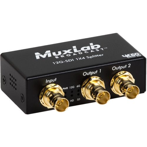  MuxLab 12G-SDI 1x4 4K60 Splitter/Distributor for 4 Displays