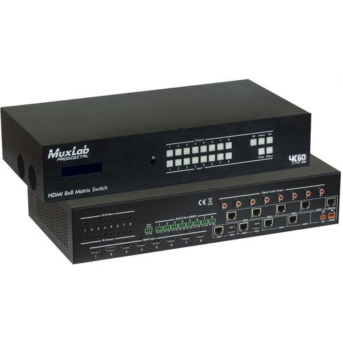  MuxLab HDMI 8x8 Matrix Switch with HDBaseT Outputs (EU Power Cord)