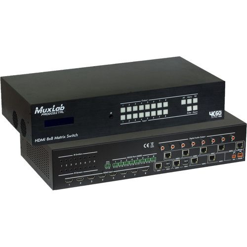  MuxLab HDMI 8x8 Matrix Switch with HDBaseT Outputs (UK Power Cord)