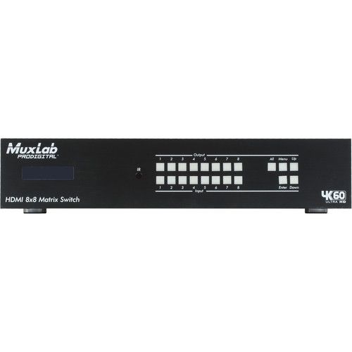  MuxLab HDMI 8x8 Matrix Switch with HDBaseT Outputs (US Power Cord)