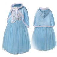 Muzboo Princess Elsa Snow Queen Fancy Dress Costume Girls Birthday Party AccessoriesTwo-Piece Set Blue(3-12T)