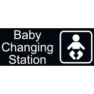 Joeaney New Baby Changing Station Sign, 8 x 3 in with English and Symbol, Black for Men, Women, Unisex