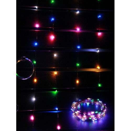  Mxsaver Dimmable Colorful LED Copper Wire String Lights with Remote (Waterproof, 65.6ft, Multi-colors, Updated)