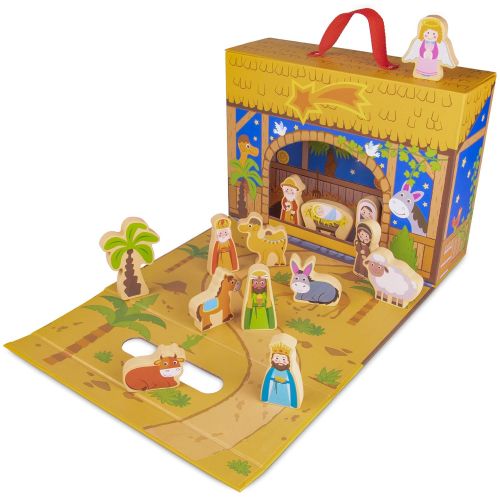  My First Noel Nativity Story Box | Portable, Foldable Birth of Christ Playset | Comes with 15 Figures to Create Your Very Own Display for Christmas | Great for Kids and Religious E