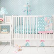 My Baby Sam Pixie Baby 3 Piece Crib Bedding Set, Aqua and Pink