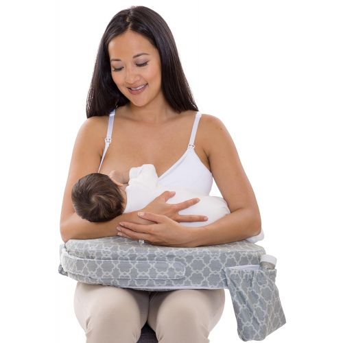  [아마존베스트]My Brest Friend Deluxe Nursing Pillow for Comfortable Posture, Grey Flower Key