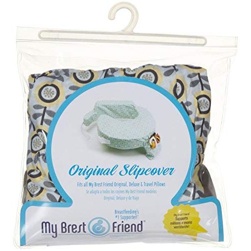  [아마존베스트]My Brest Friend 100% Cotton Nursing Pillow Original Slipcover  Machine Washable Breastfeeding Cushion Cover - Pillow not Included, Sunshine Poppy (Grey & Yellow)