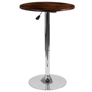 My Friendly Office MFO 23.5 Round Adjustable Height Rustic Pine Wood Table (Adjustable Range 26.25 35.5)