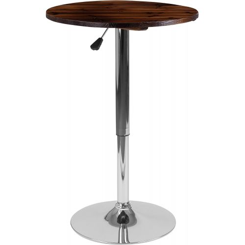  My Friendly Office MFO 23.5 Round Adjustable Height Rustic Pine Wood Table (Adjustable Range 26.25 35.5)