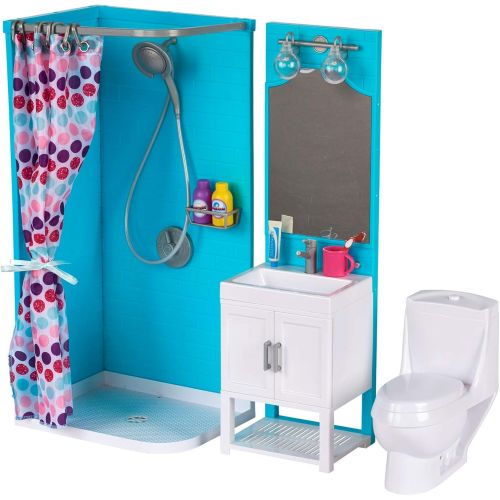  MyLife as My Life as 18 Doll 17 Pc Bathroom Playset - Light up vanity, Flushing Toilet