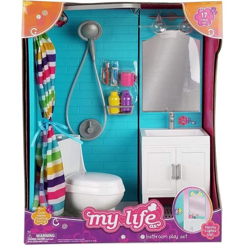  MyLife as My Life as 18 Doll 17 Pc Bathroom Playset - Light up vanity, Flushing Toilet