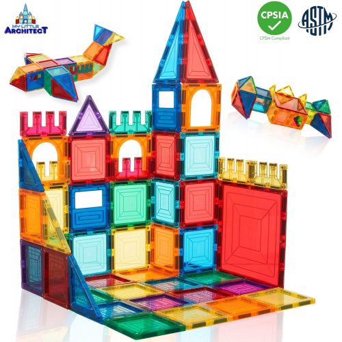  My Little Architect Magnetic Tiles Building Blocks for Kids 3D Magnet Block Set Educational Toy Construction Playboard Best Inspirational Learning Gift for Boys Girls 3-Years Old a