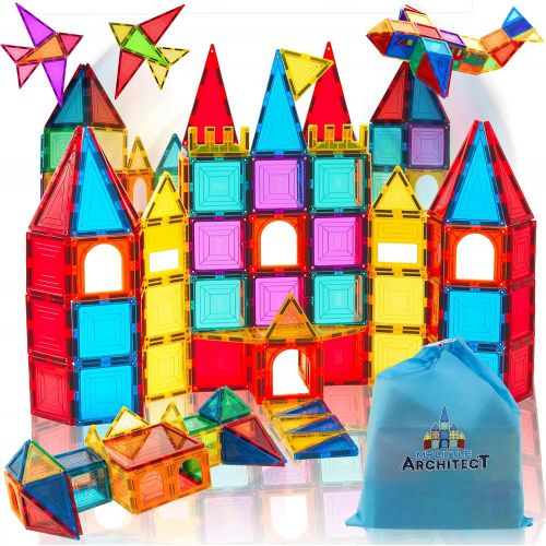  My Little Architect Magnetic Tiles Building Blocks for Kids 3D Magnet Block Set Educational Toy Construction Playboard Best Inspirational Learning Gift for Boys Girls 3-Years Old a