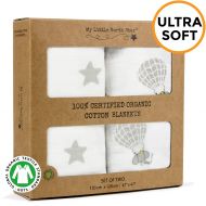 My Little North Star Swaddle Blankets - 100% Organic Cotton - Soft and Hypoallergenic  2 Pack - Unisex