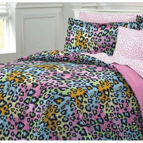  [아마존베스트]My Room Neon Leopard Ultra Soft Microfiber Girls Comforter Set, Multi-Colored, Full