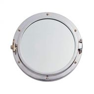 My Swanky Home Retro Industrial Round Porthole Wall Mirror | Deep Profile Polished Silver Round