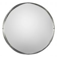 My Swanky Home Minimalist Modern Loft Silver Round Wall Mirror | 40 Vanity Industrial